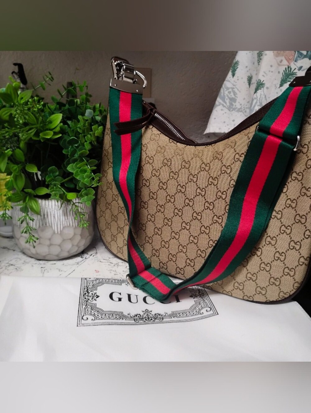 Gucci Black Shoulder Bag with Red Web Stripe Strap - Picture 2 of 2